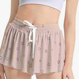 Kawaii Bunny Print Skort with Pocket - Cute Rabbit Star Athletic Skirt Shorts for Women