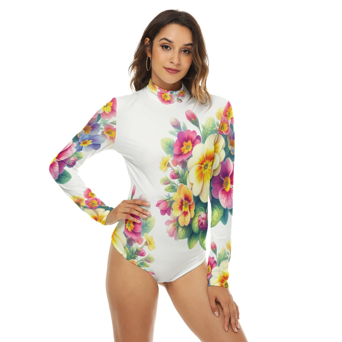 Colorful Floral Turtleneck Bodysuit