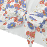 Kawaii Heaven Women's Bell Sleeve Crop Blouse with Front Tie - Colorful Daisy Print