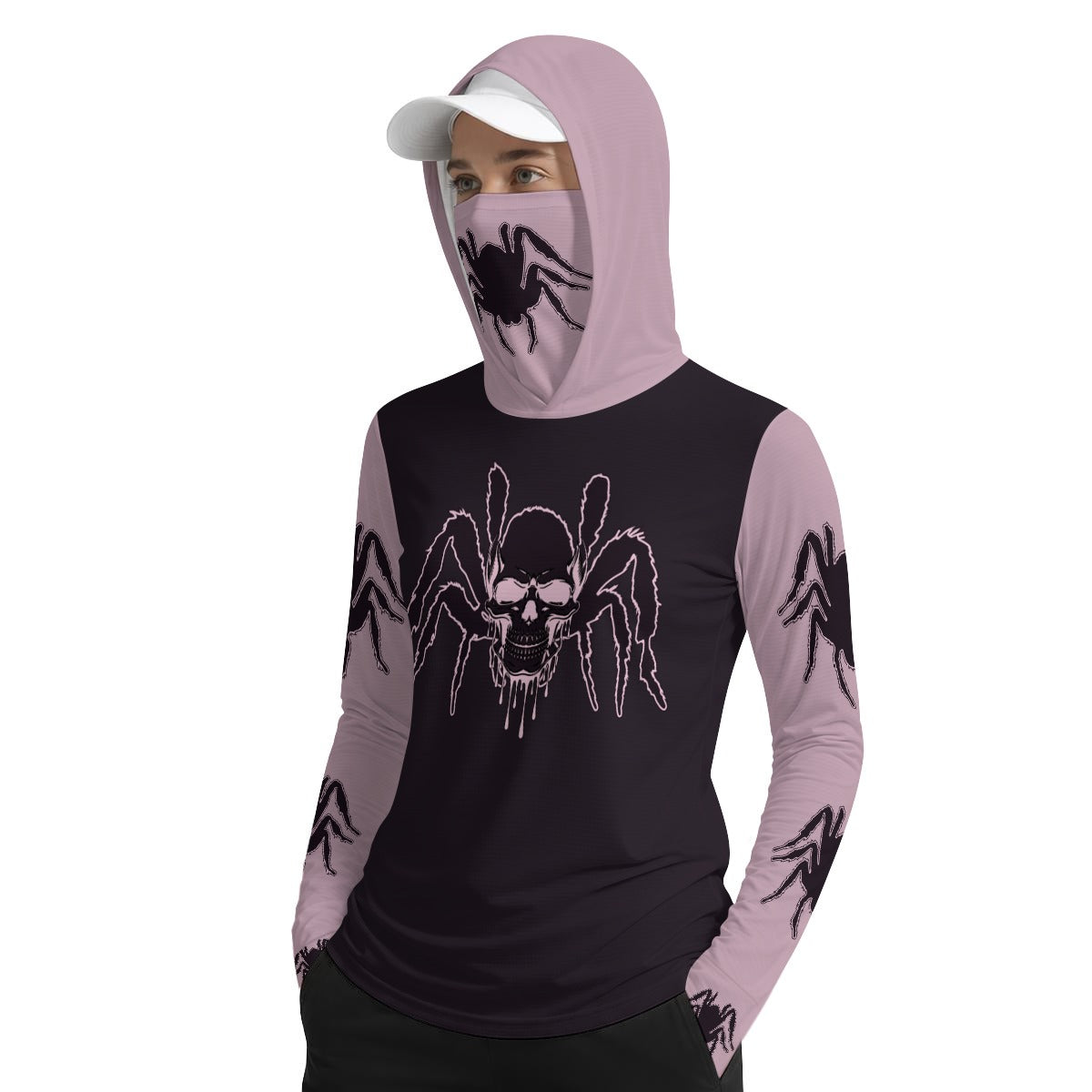 Gothic Spider Skull UPF 50+ Sun Hoodie
