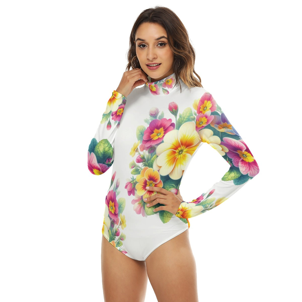 Colorful Floral Turtleneck Bodysuit