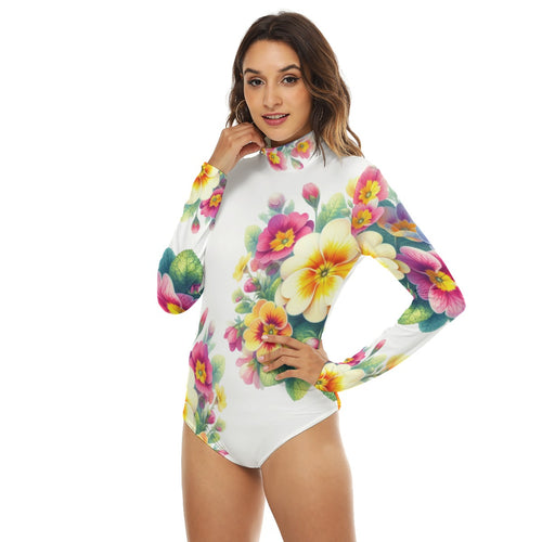 Colorful Floral Turtleneck Bodysuit