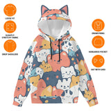 Cartoon Animal Hoodie with Cat Ears – Cozy Graphic Hoodie