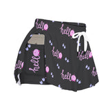 Kawaii Hello Print Women's Athletic Skorts with Pockets - Soft Microfiber Sport Skirt Shorts