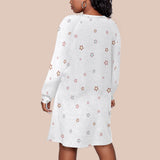 Kawaii Heaven Plus Size Star Print Long Sleeve Raglan Dress - Cozy Comfortable Women's Dress
