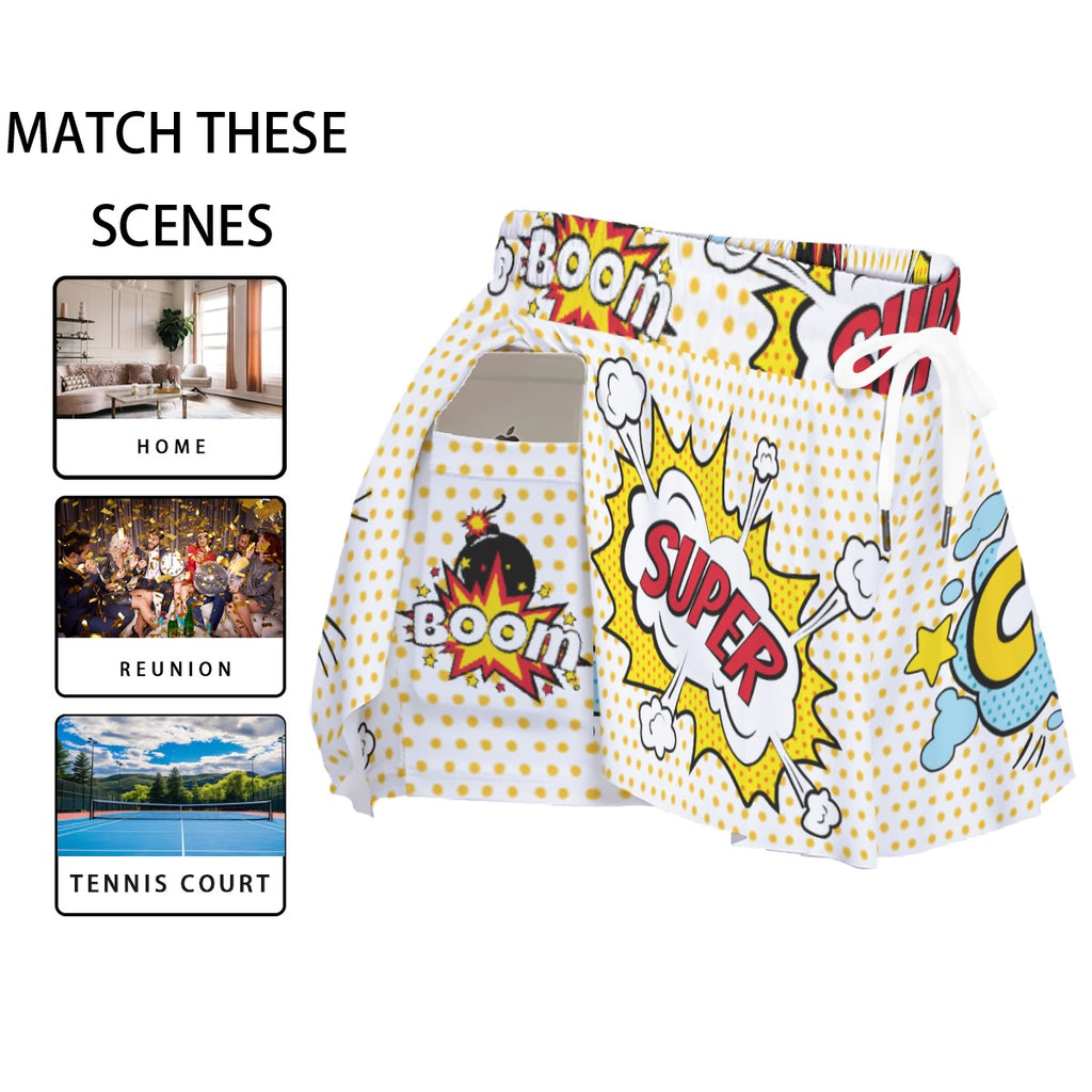 Kawaii Sport Skorts with Pocket - Soft & Comfortable Athletic Skort for Sports and Fashion