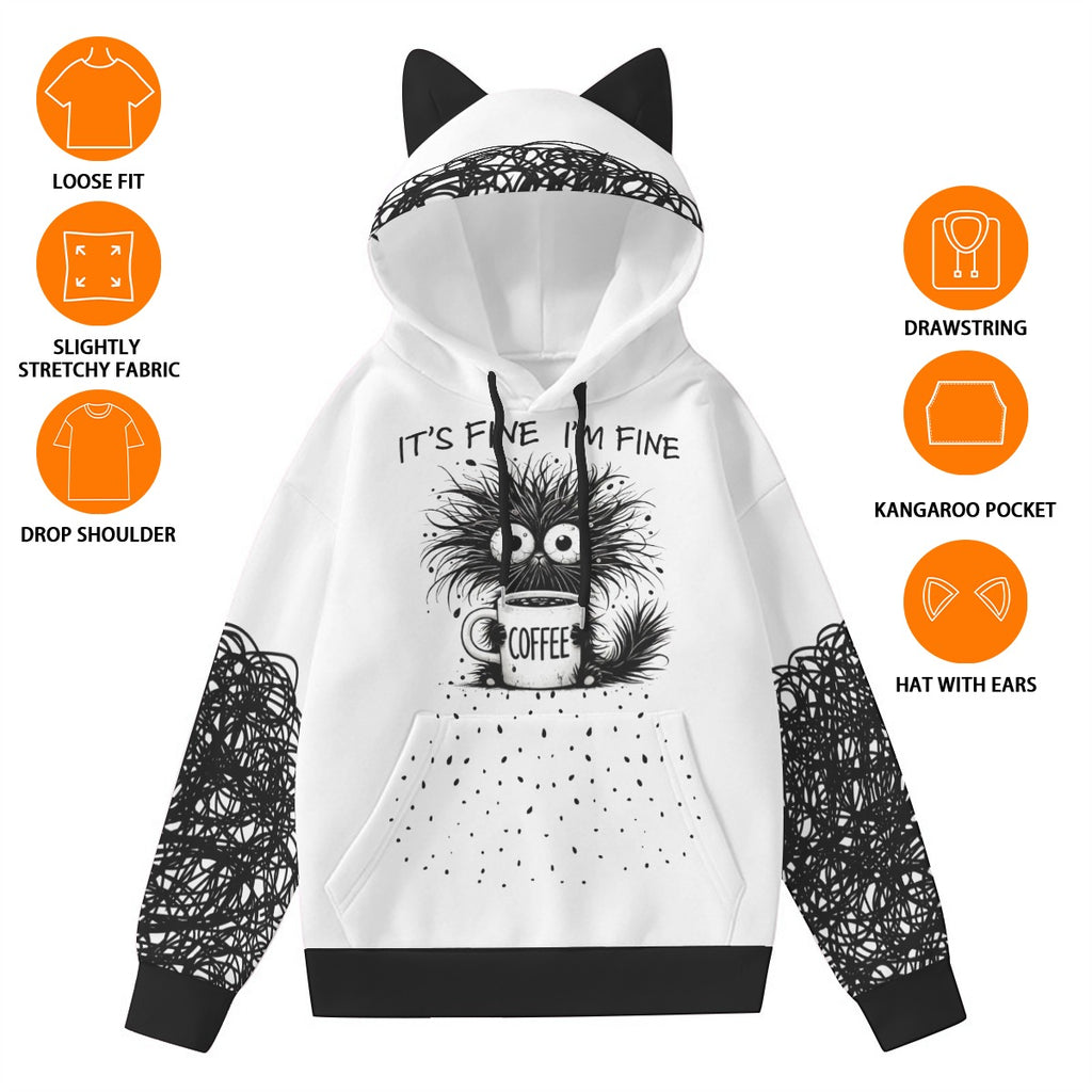 It’s Fine Coffee Cat Ear Hoodie