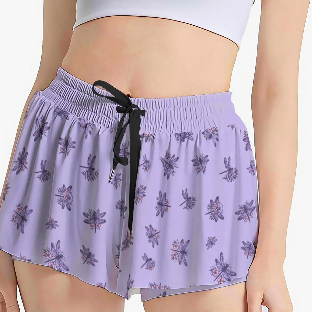 Purple Dragonfly Athletic Skort – Tennis Skirt with Built-In Shorts and Pockets