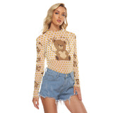 Teddy Bear Mesh Long Sleeve Top – Sheer Kawaii Style