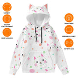 Kawaii Cat Face Hoodie with Ears - Cute Girls' Pullover Sweatshirt