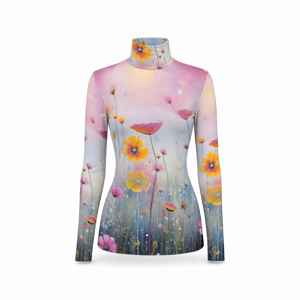 Pastel Wildflower Turtleneck Top
