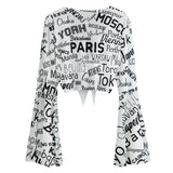 Kawaii Heaven Women's Mesh Blouse with Lace-Up and Bell Sleeves
