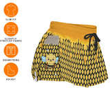 Women's Bee Honeycomb Print Sport Skort with Pockets - Soft Microfiber Active Skort