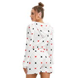 Kawaii Heaven Women's Queen of Hearts Brush Back Micro Fleece Hoodie & Shorts Set
