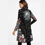 Floral High Neck Long Sleeve Swing Dress