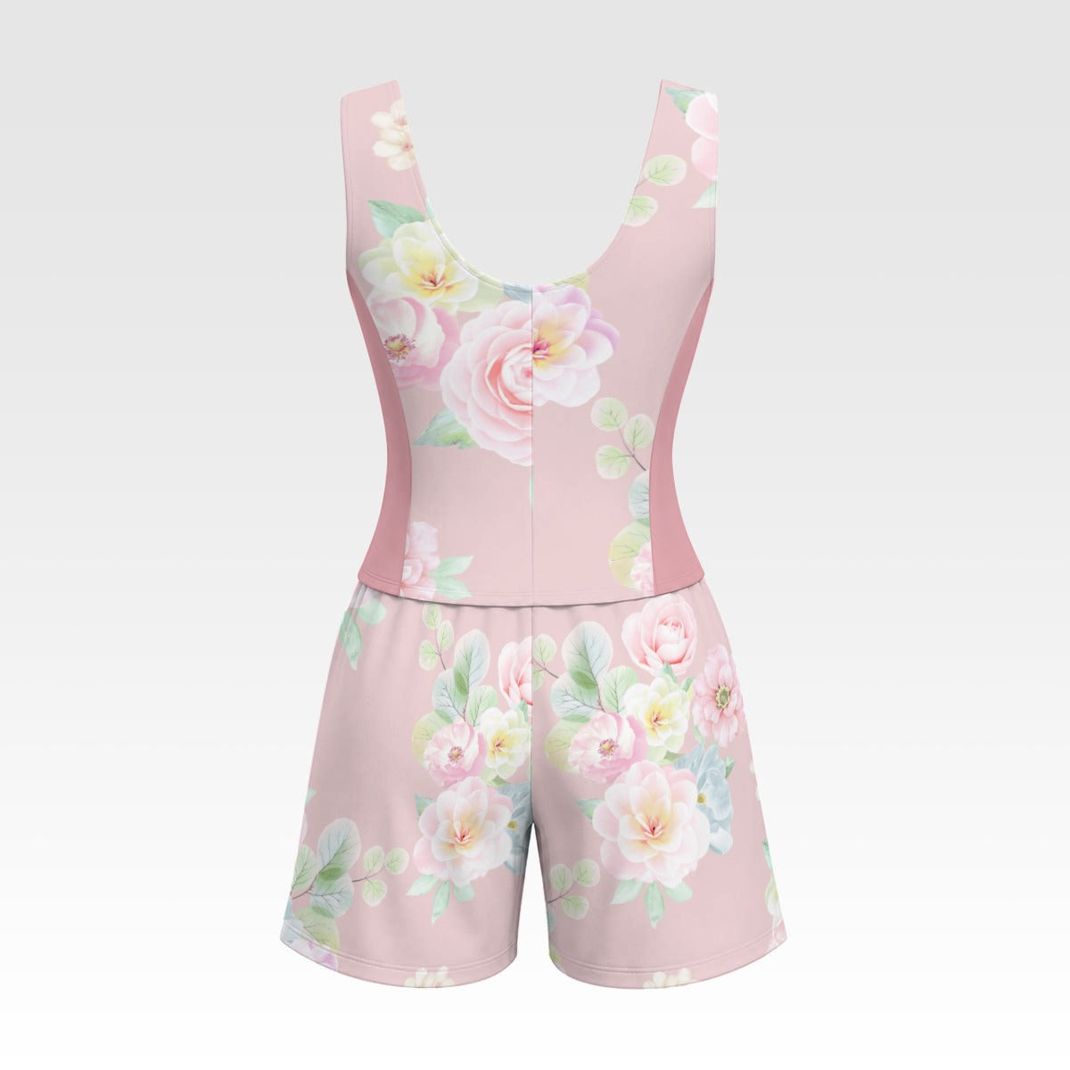 Pink Floral Corset Romper Set – Coquette Lace-Up Summer Outfit