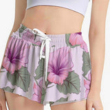 Hibiscus Floral Skort – Pink Tropical Skirt Shorts with Pockets