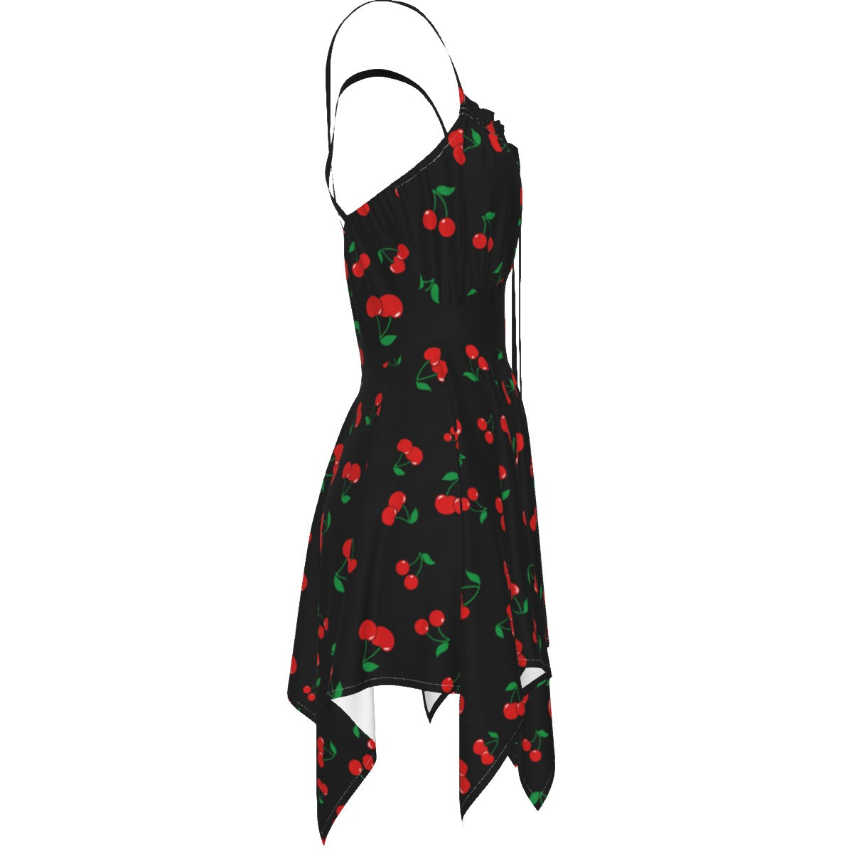 Cherry Handkerchief Dress – Cute Cherry Print Summer Beach Dress