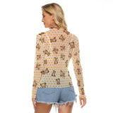 Teddy Bear Mesh Long Sleeve Top – Sheer Kawaii Style