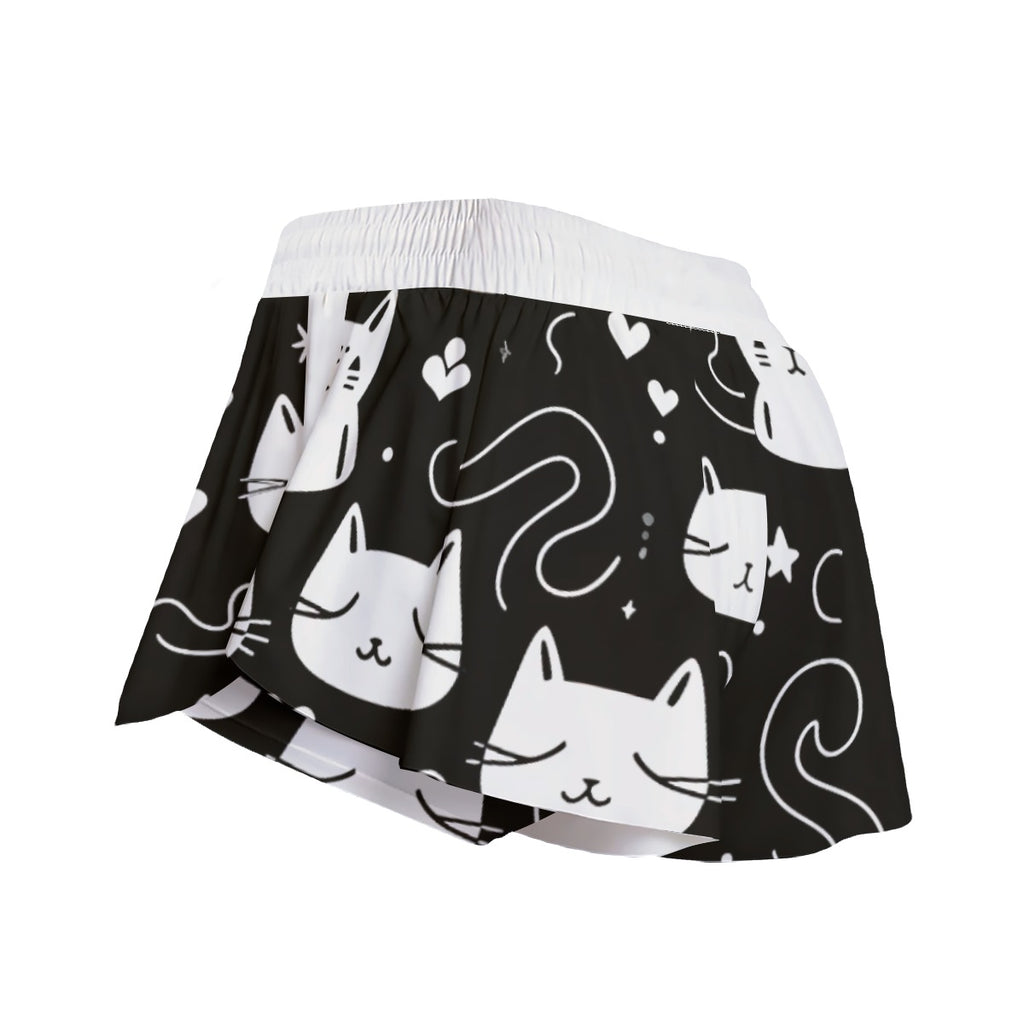 Women's Midnight Meow Active Skort with Hidden Cat Print | Kawaii Heaven