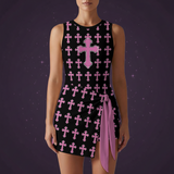 Pink Cross Y2K Soft Goth Mini Dress