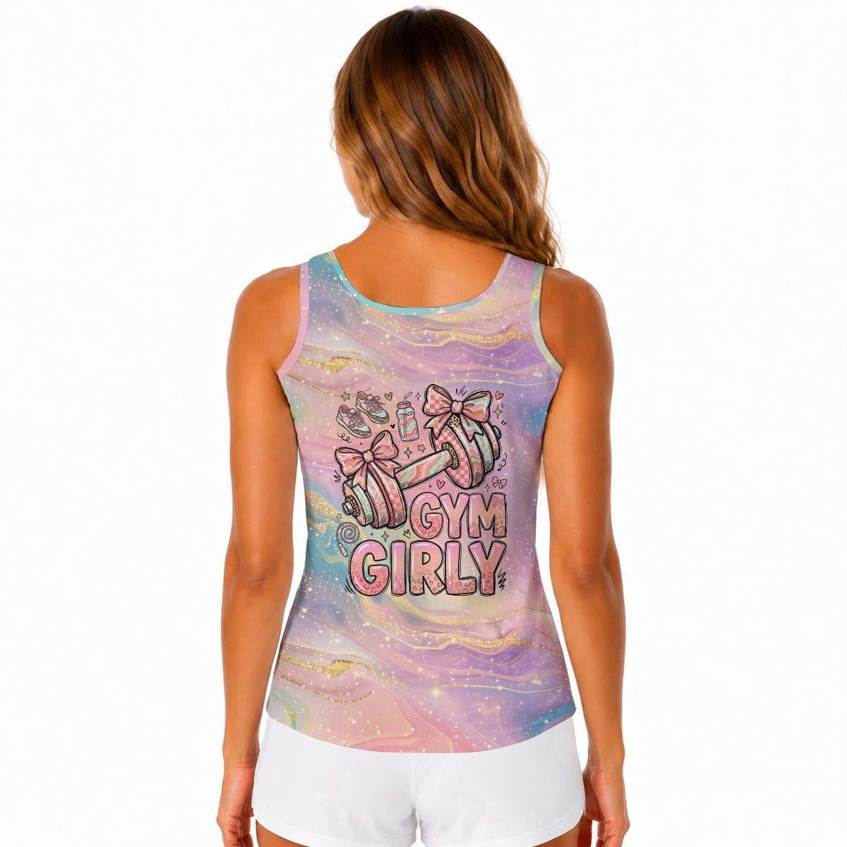 Gym Girly Tank Top with Built-In Bra – Cute Coquette Workout Tank