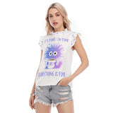 Funny Coffee Monster Women’s Blouse with Ruffle Details