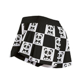 Kawaii Heaven Women's Panda Chessboard Pocket Skorts with Microfiber Fabric