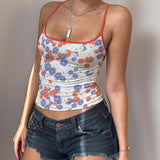 Floral Slim Cami Top – Stretchy Summer Tank with Daisy Print