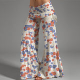 Floral Wide Leg Pants – Women’s High Waisted Flowing Casual Trousers