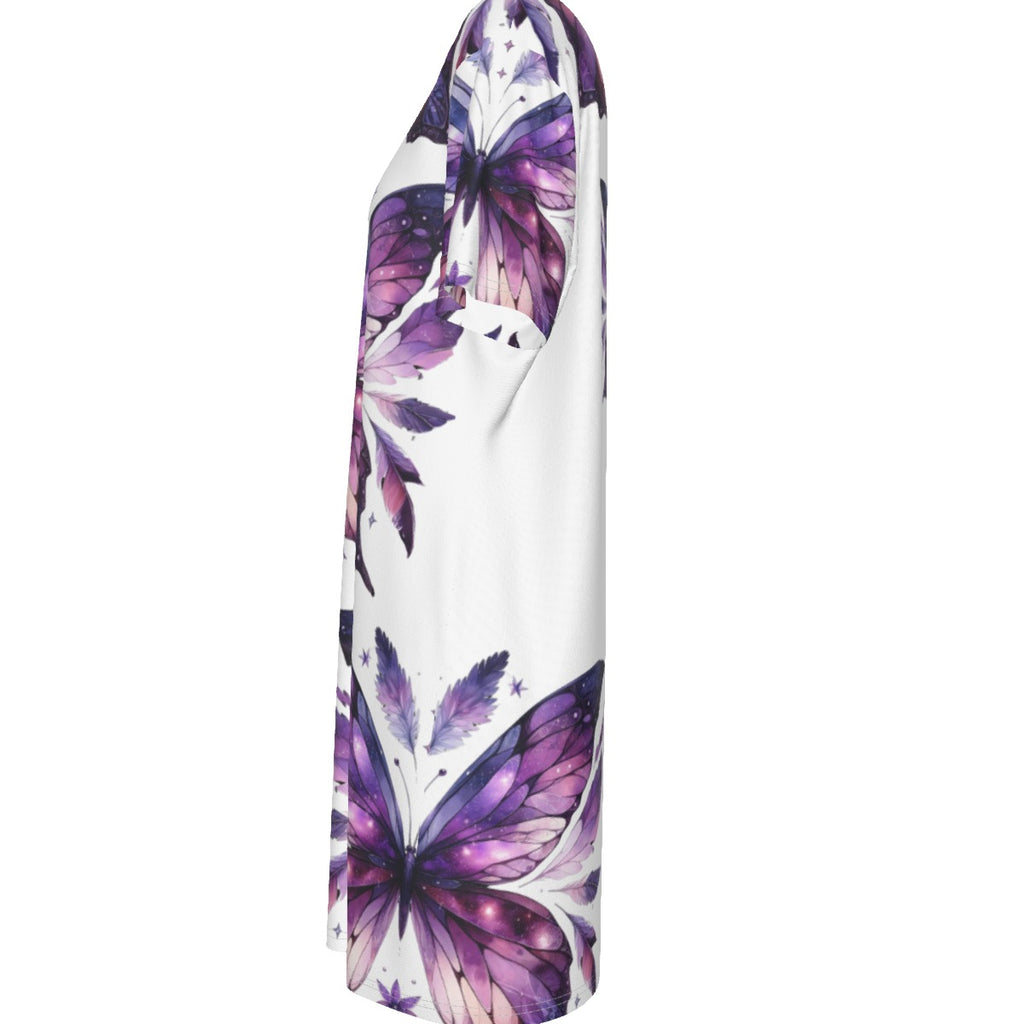 Purple Butterfly T-Shirt Dress – Fairycore Casual Summer Dress