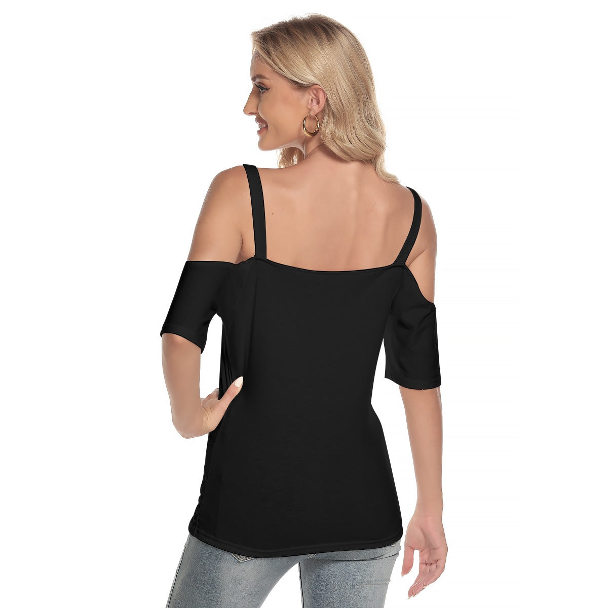 Gothic Skull Cold Shoulder Strappy Top