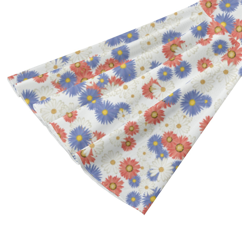 Kawaii Heaven Women's Bell Sleeve Crop Blouse with Front Tie - Colorful Daisy Print