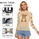 Teddy Bear Mesh Long Sleeve Top – Sheer Kawaii Style
