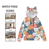 Cartoon Animal Hoodie with Cat Ears – Cozy Graphic Hoodie