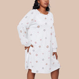 Kawaii Heaven Plus Size Star Print Long Sleeve Raglan Dress - Cozy Comfortable Women's Dress
