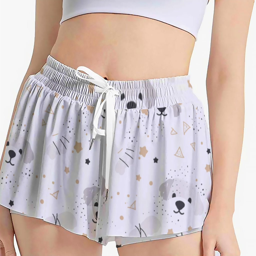 Cute Dog Print Women's Sport Skort with Pocket