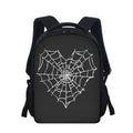 Kawaii Heaven Heart-Shaped Spider Web Print Student Backpack - Large Capacity & Wear-Resistant
