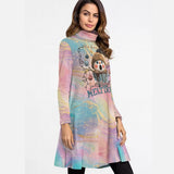 Funny Snowman Winter Dress – Cozy Pastel High Neck Long Sleeve Outfit