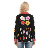 Floral Button Shirt – Black Flower Loose Fit Blouse