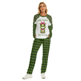 Funny Christmas Pajama Set – “Merry Whatever / Santa Can’t Fix This” Green Plaid Loungewear