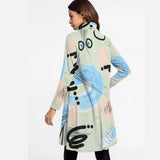Kawaii Heaven Women's Abstract Art High Neck A-Line Long Sleeve Dress for Autumn