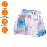 Kawaii Heaven Women's Pastel Love Grid Skort with Heartful Style & Pocket