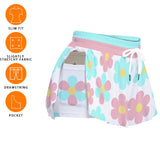 Kawaii Heaven Women's Sport Skort with Pocket - Pastel Flower Print