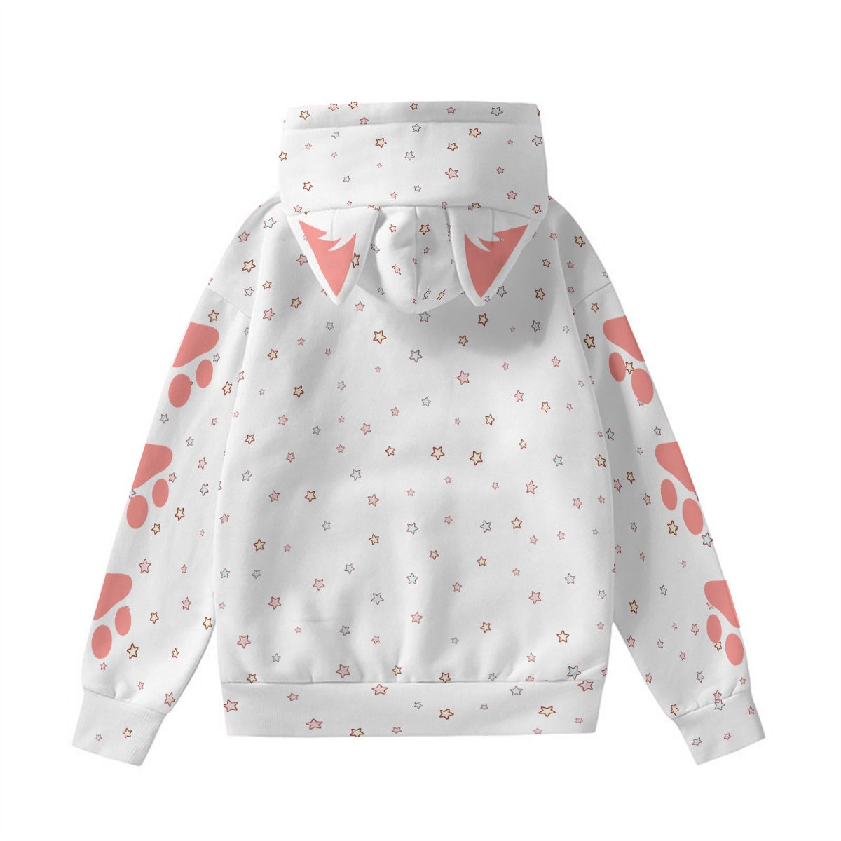 Kawaii Heaven Women's Cute Cat Ear Hoodie with Pink Paw Print