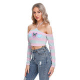 Butterfly Off-Shoulder Crop Top – Halter Neck Long Sleeve Top