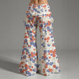 Floral Wide Leg Pants – Women’s High Waisted Flowing Casual Trousers