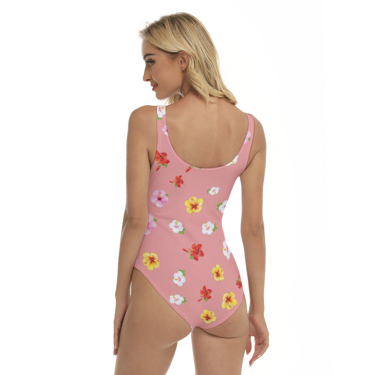 Floral One Piece Swimsuit – Pink Hibiscus Slim Fit Swimwear
