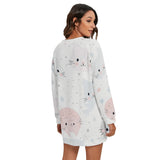 Women's Pastel Kawaii Kitty Round Neck Raglan Sleeve Sweater | Polyester