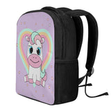 Kawaii Unicorn Heart Backpack - Cute Pastel Rainbow Print Student Bag with Large Capacity